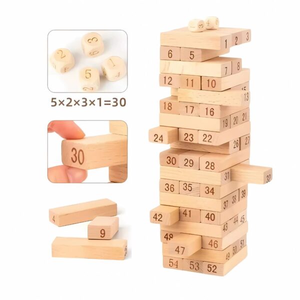 Tour Jenga en bois 54 blocs – Image 3